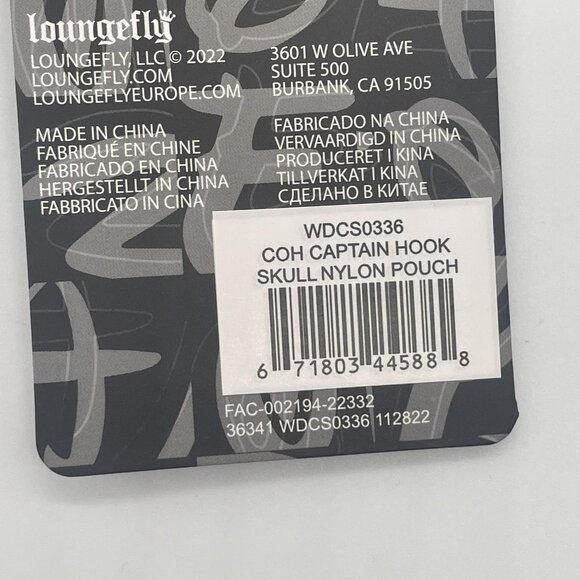 Loungefly Disney Peter Pan Wallet Captain Hook Skull Nylon‎ Zip Pouch Beige - Picture 4 of 5